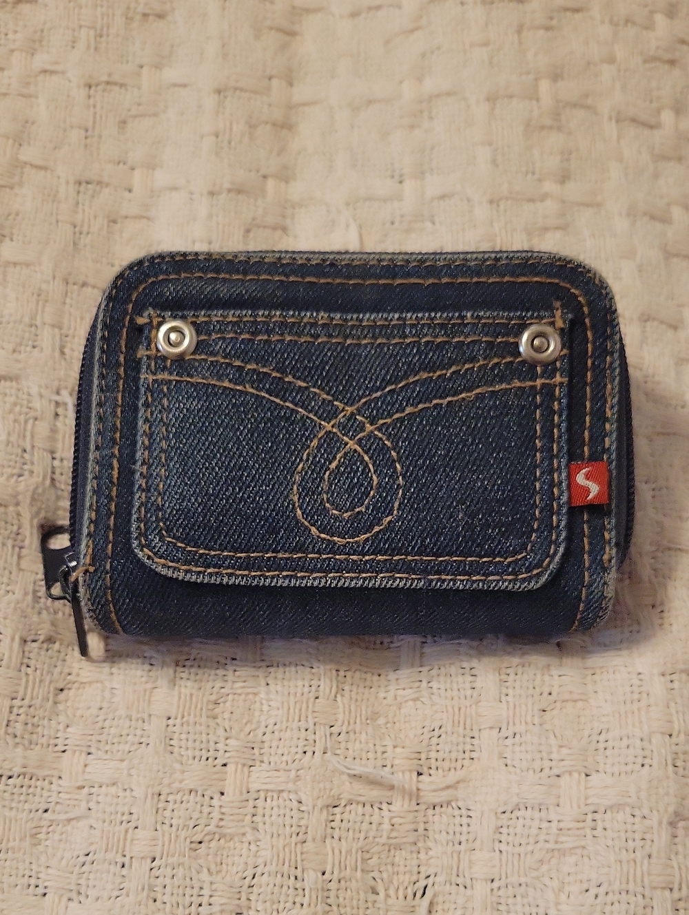 Vintage 90's Denim Zip Wallet - Dark Blue Women Jeans Accessory